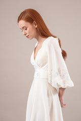 Vera | Rochie midi cununie din mătase, detalii brodate