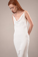 Elise | Rochie mireasă sau cununie lunga, croi lejer pe bie, mătase