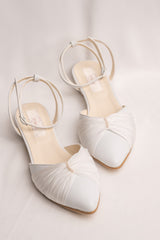 Balerini mireasă piele alba, matase si perle Emelise