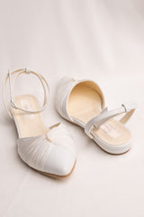 Balerini mireasă piele alba, matase si perle Emelise