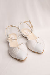 Balerini mireasă piele alba, matase si perle Emelise