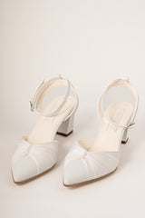 Pantofi de mireasă din piele alb mat Elia