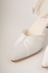 Pantofi de mireasă din piele alb mat Elia