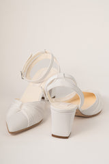 Pantofi de mireasă din piele alb mat Elia