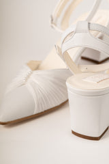 Pantofi de mireasă din piele alb mat Elia