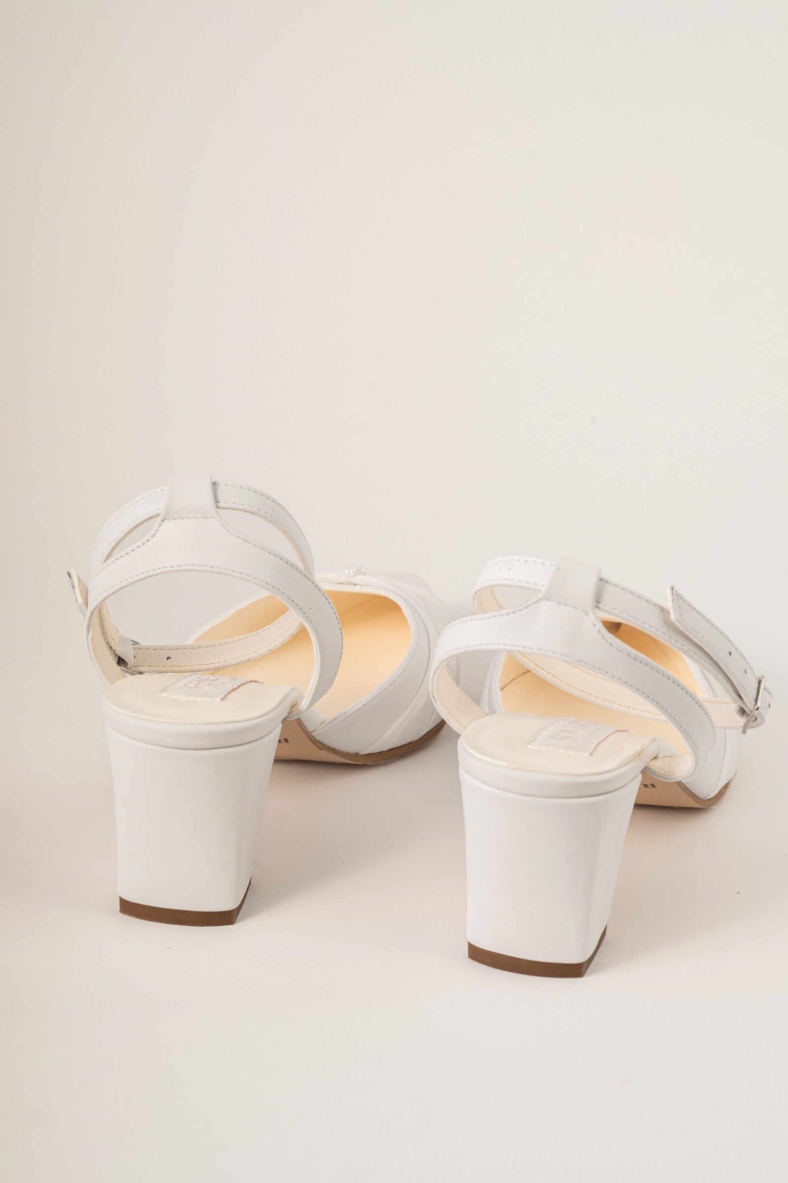 Pantofi de mireasă din piele alb mat Elia