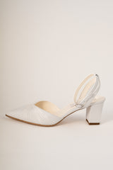 Pantofi de mireasă din piele alb mat Elia