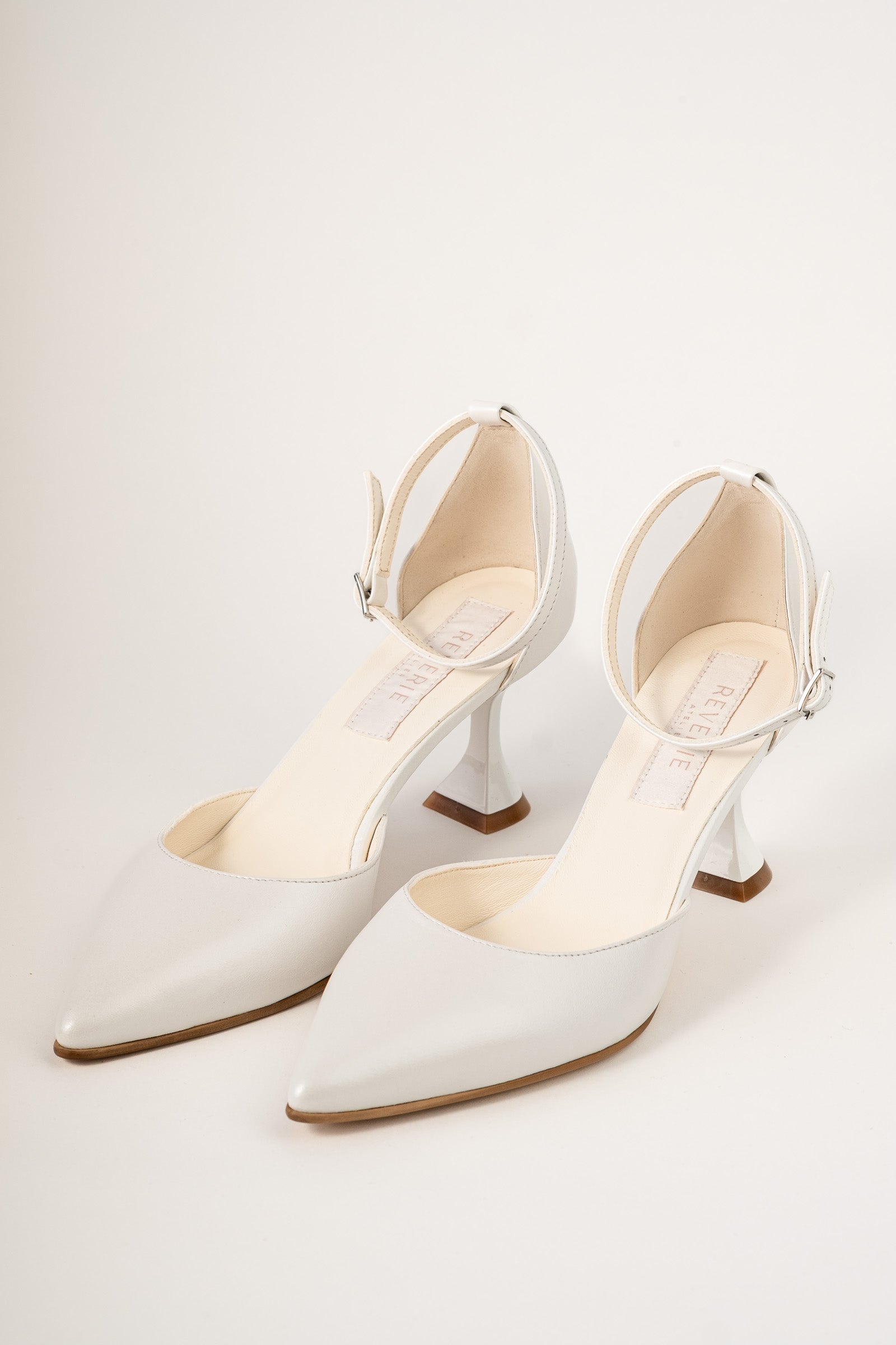 Pantofi de mireasă din piele alb satinat ELIDA