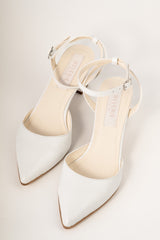 Pantofi de mireasă din piele alb satinat ELIDA