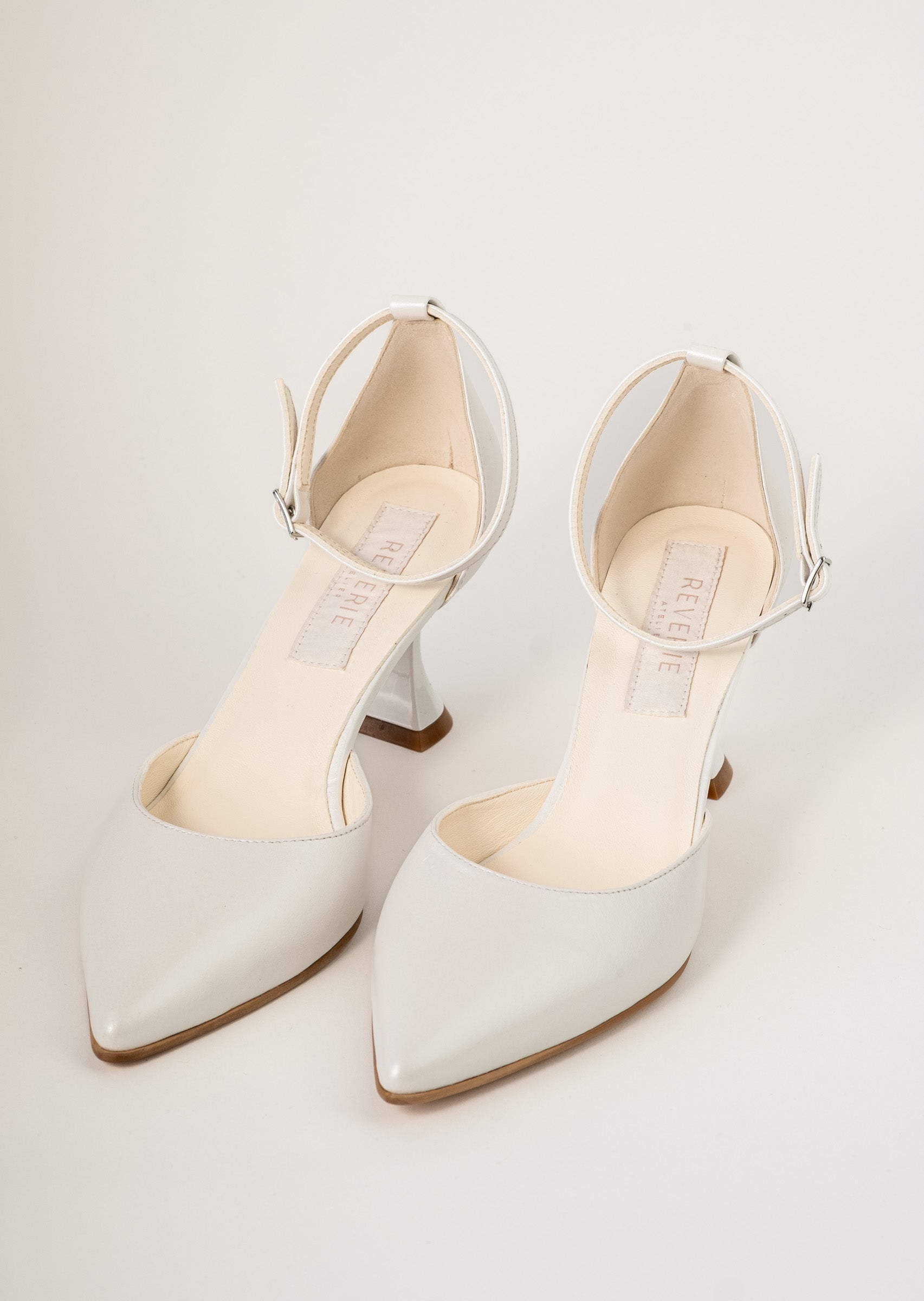 Pantofi de mireasă din piele alb satinat ELIDA