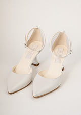 Pantofi de mireasă din piele alb satinat ELIDA