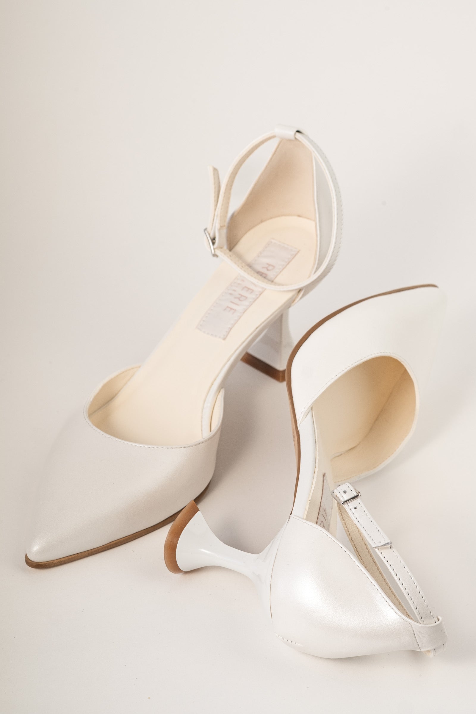 Pantofi de mireasă din piele alb satinat ELIDA