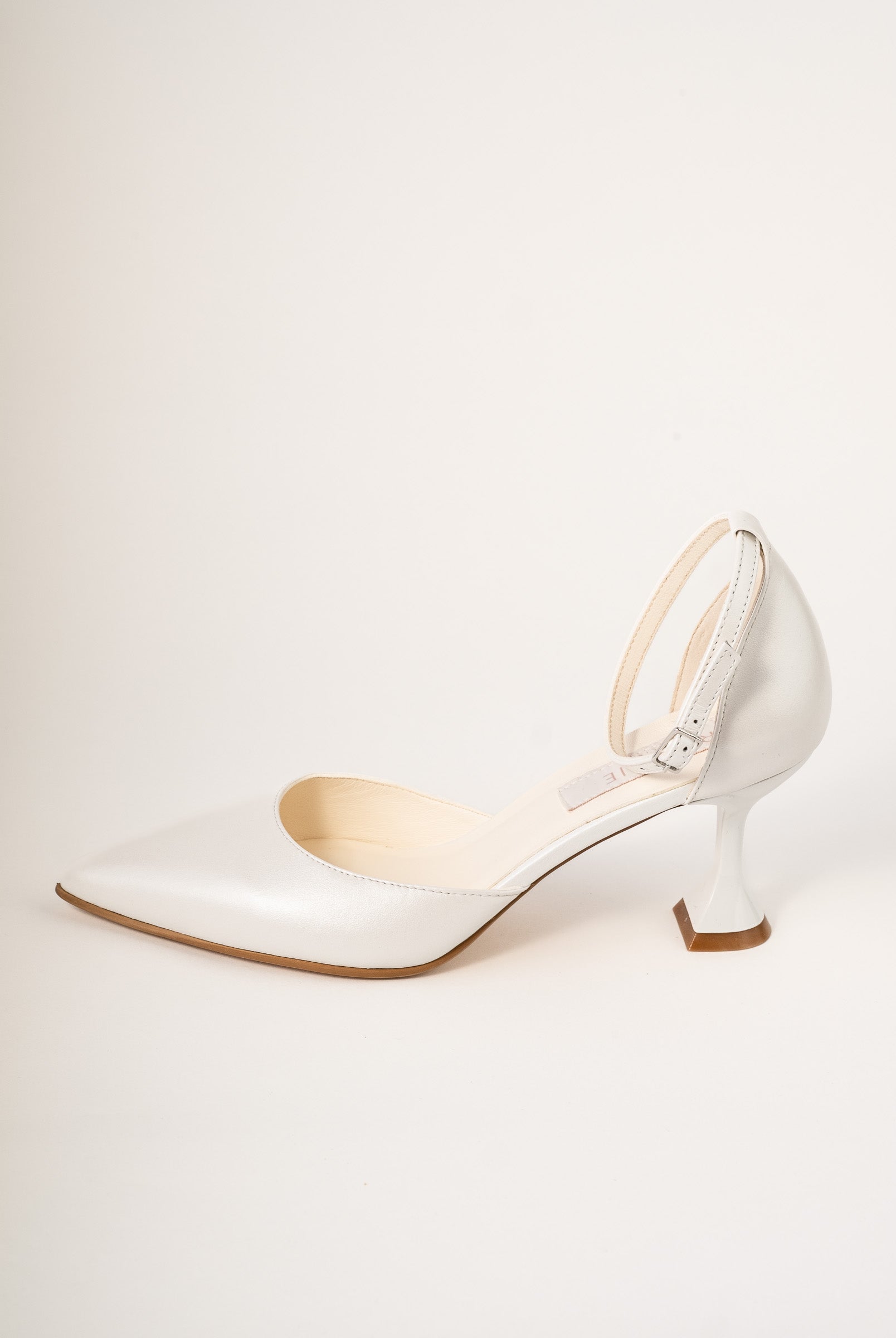 Pantofi de mireasă din piele alb satinat ELIDA