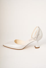 Pantofi de mireasă din piele alb satinat ELIDA