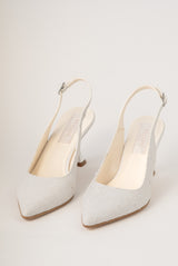 Pantofi de mireasă din piele, îmbrăcați în dantelă Clarisse