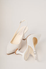 Pantofi de mireasă din piele, îmbrăcați în dantelă Clarisse