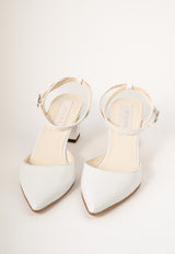 Pantofi de mireasa din piele alb satinat Iris