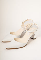 Pantofi de mireasa din piele alb satinat Iris