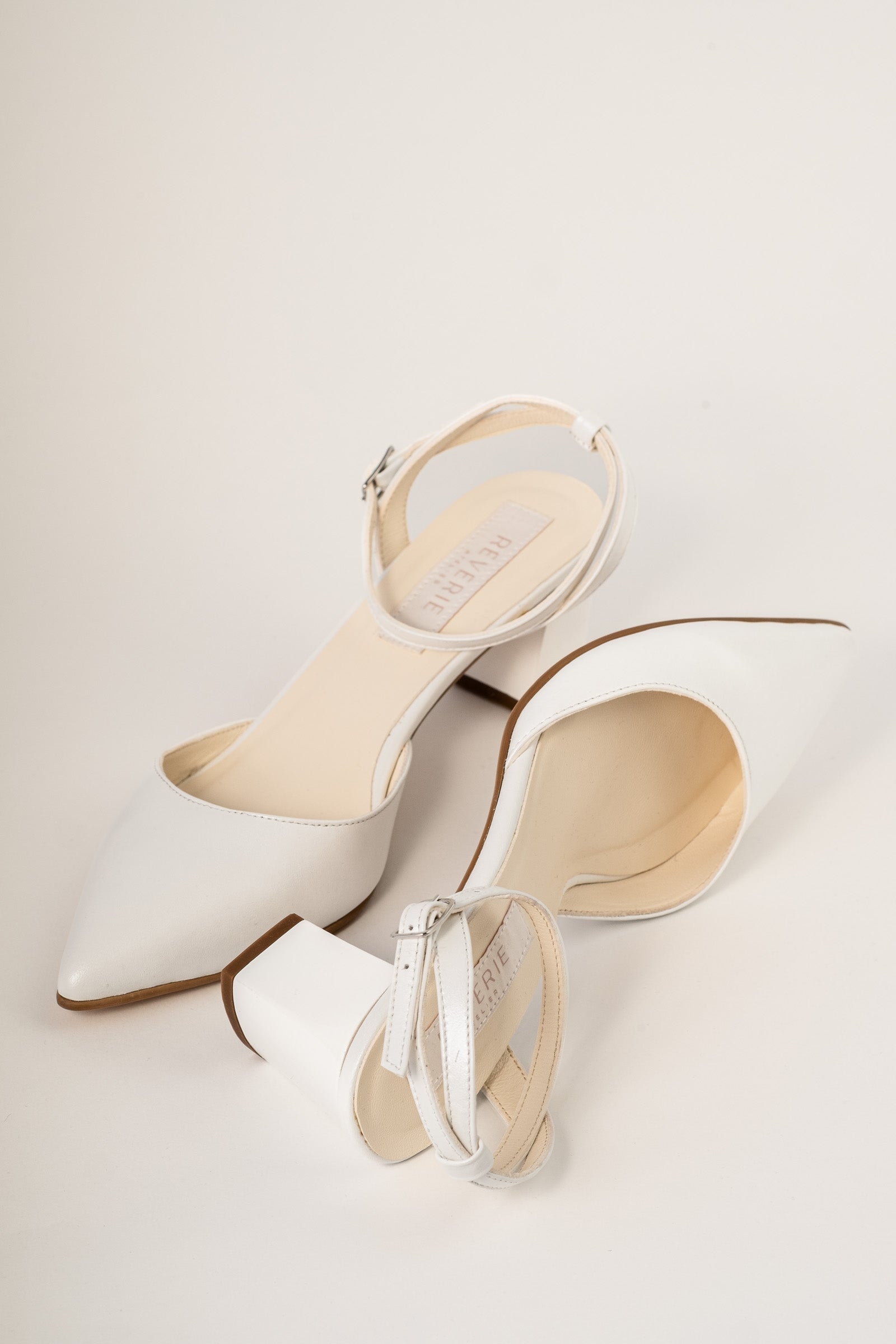 Pantofi de mireasa din piele alb satinat Iris