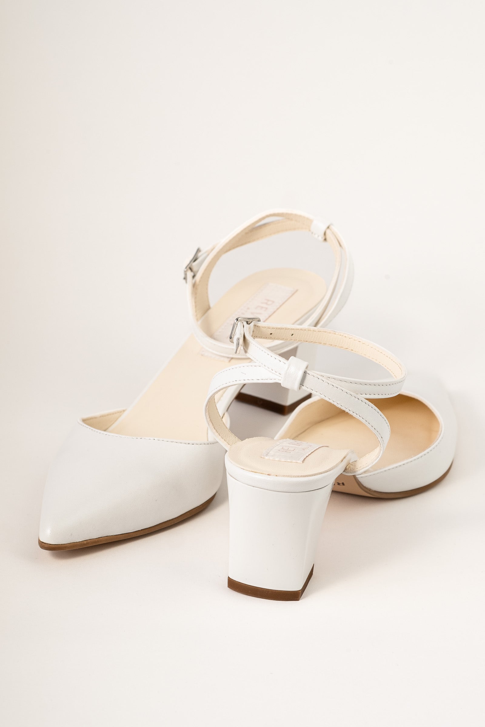 Pantofi de mireasa din piele alb satinat Iris