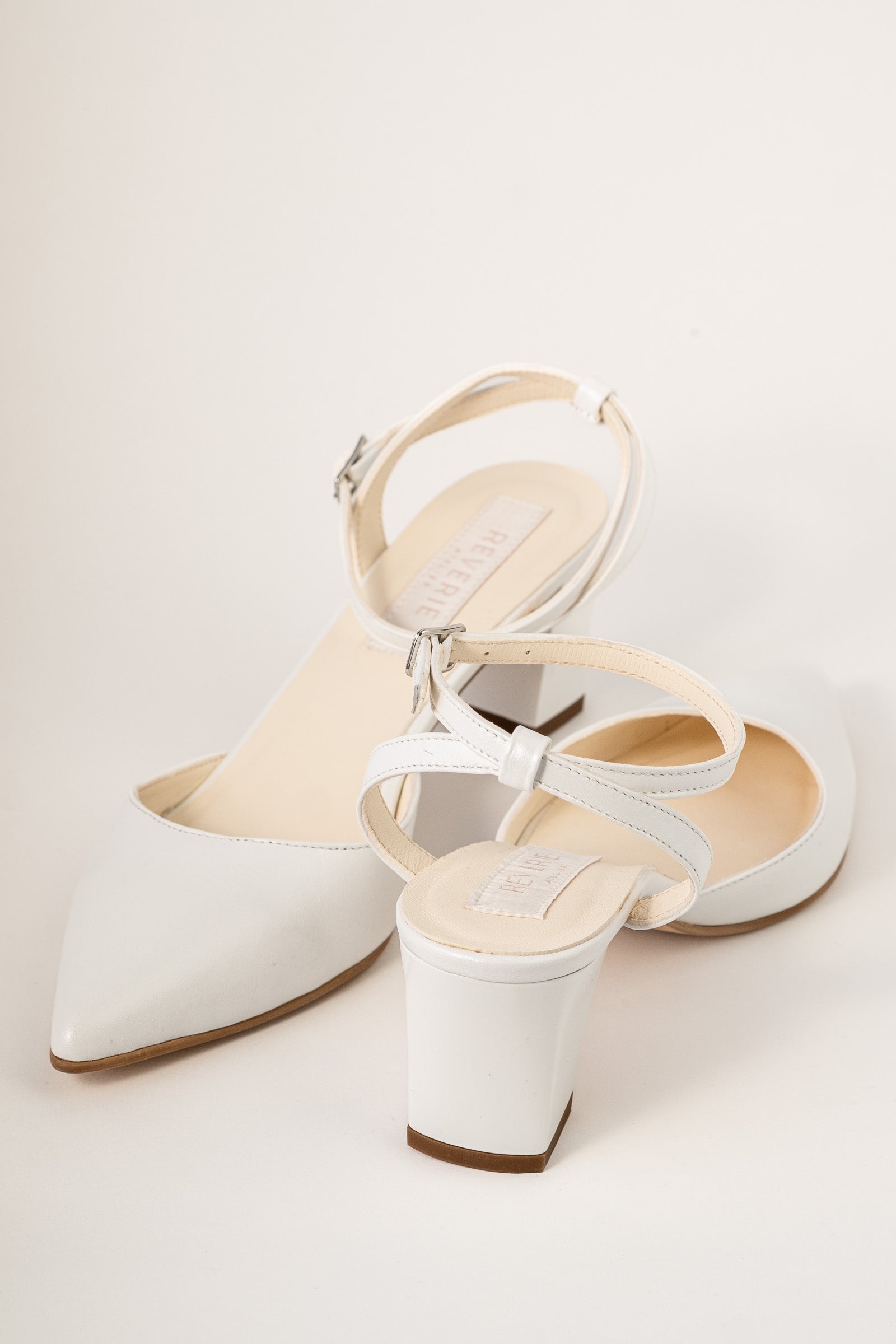 Pantofi de mireasa din piele alb satinat Iris