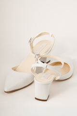 Pantofi de mireasa din piele alb satinat Iris