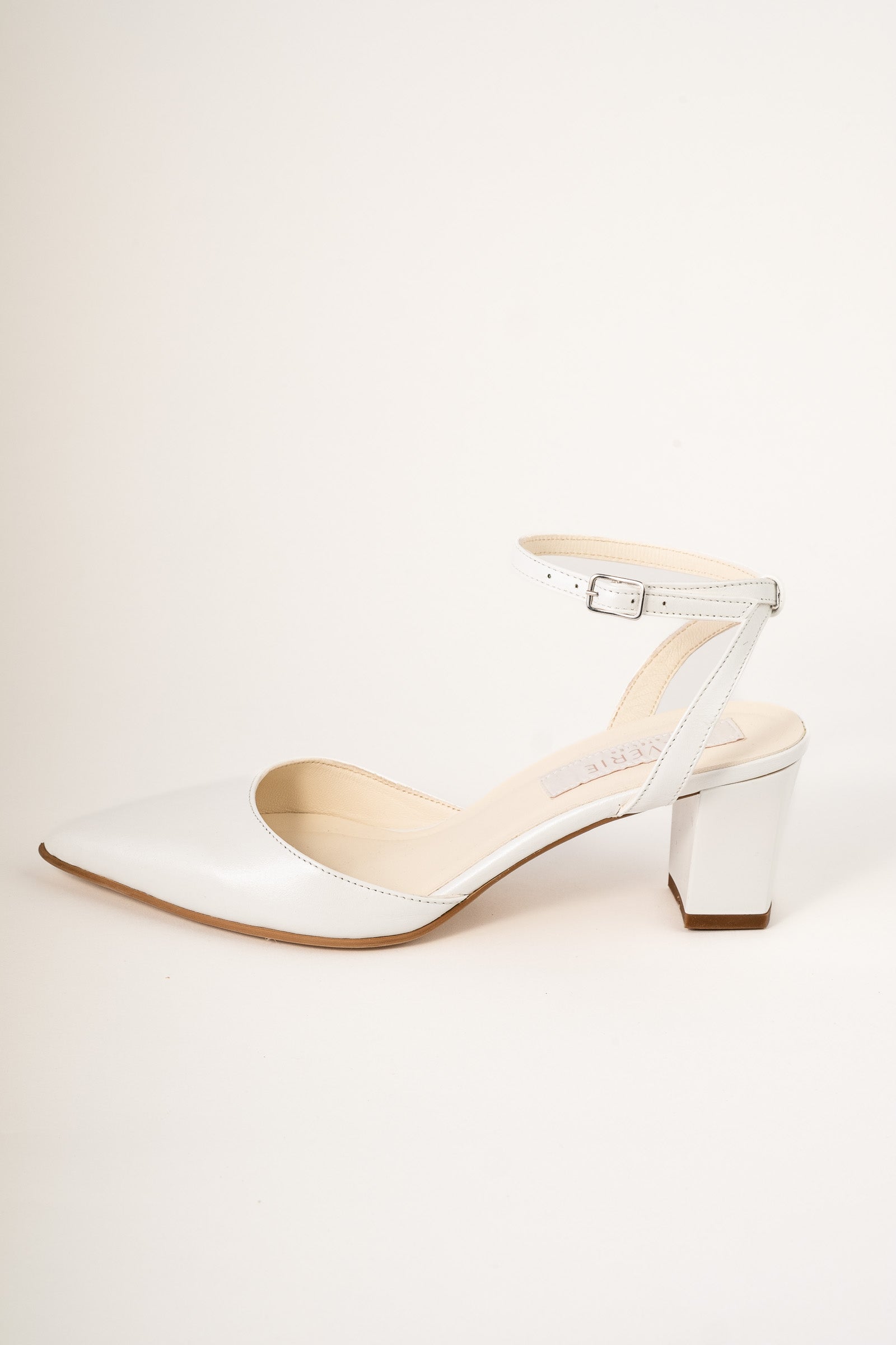 Pantofi de mireasa din piele alb satinat Iris