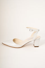 Pantofi de mireasa din piele alb satinat Iris