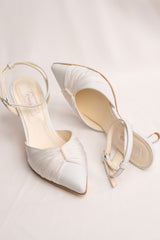 Pantofi mireasă cu perle, toc mic Emilienne