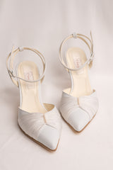 Pantofi mireasă cu perle, toc mic Emilienne