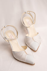 Pantofi mireasă cu perle, toc mic Emilienne