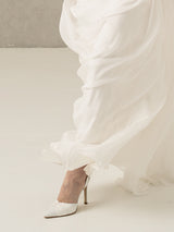 Pantofi mireasă stiletto cu voal și perle Emilly