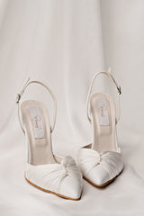 Pantofi mireasă stiletto cu voal și perle Emilly