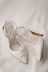 Pantofi mireasă stiletto cu voal și perle Emilly