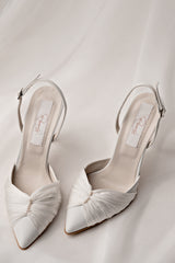 Pantofi mireasă stiletto cu voal și perle Emilly