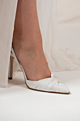 Pantofi mireasă stiletto cu voal și perle Emilly