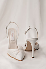 Pantofi mireasă stiletto cu voal și perle Emilly