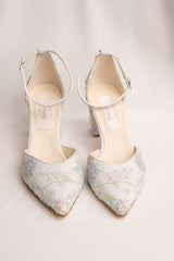 Pantofi mireasa comozi cu broderie, toc gros Primrose