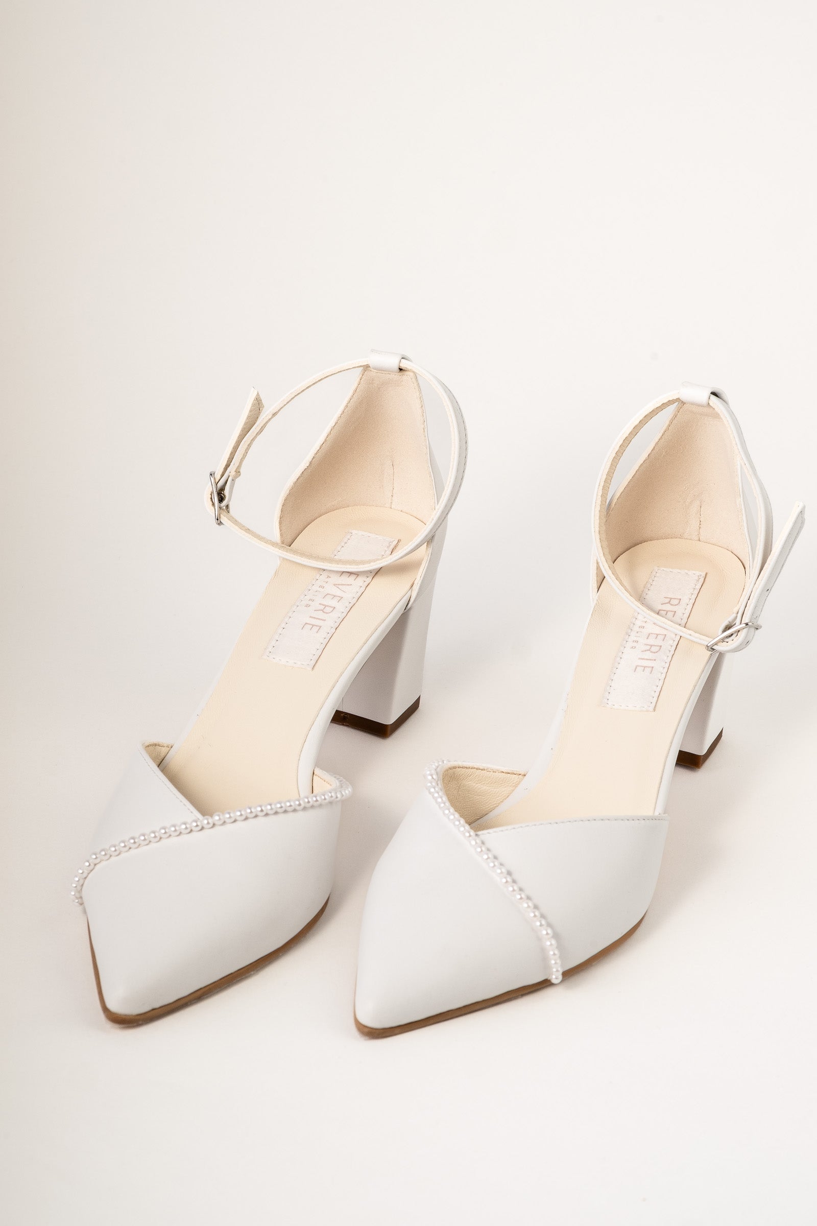 Pantofi mireasa piele cu perle Eira