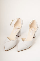 Pantofi mireasa piele cu perle Eira