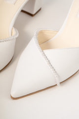 Pantofi mireasa piele cu perle Eira