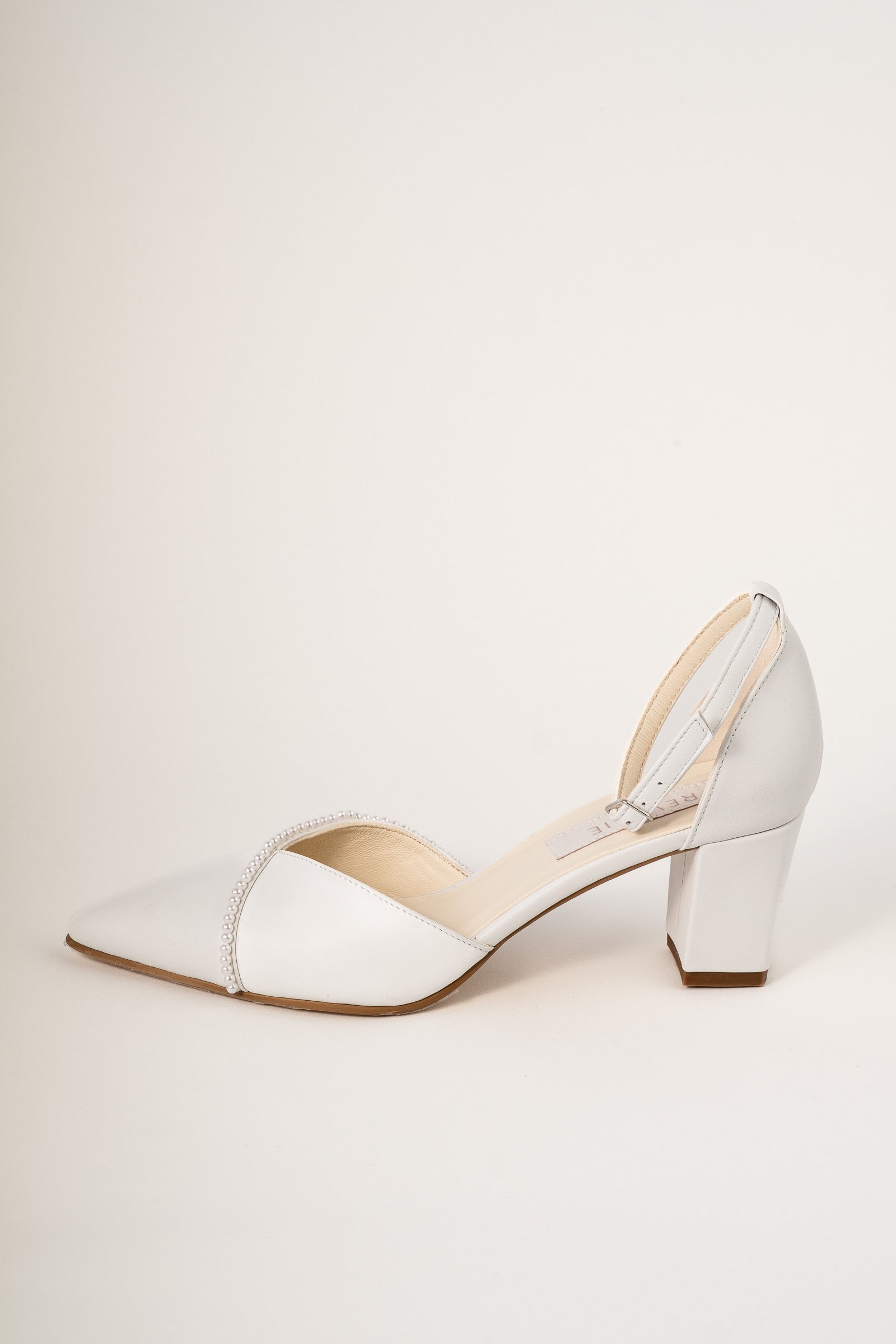 Pantofi mireasa piele cu perle Eira