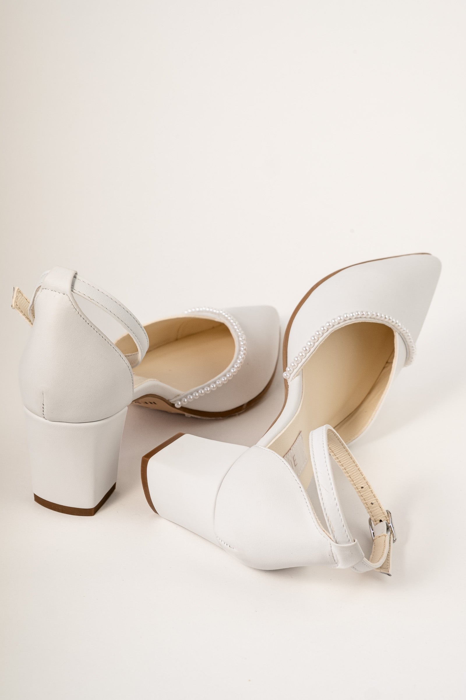 Pantofi mireasa piele cu perle Eira