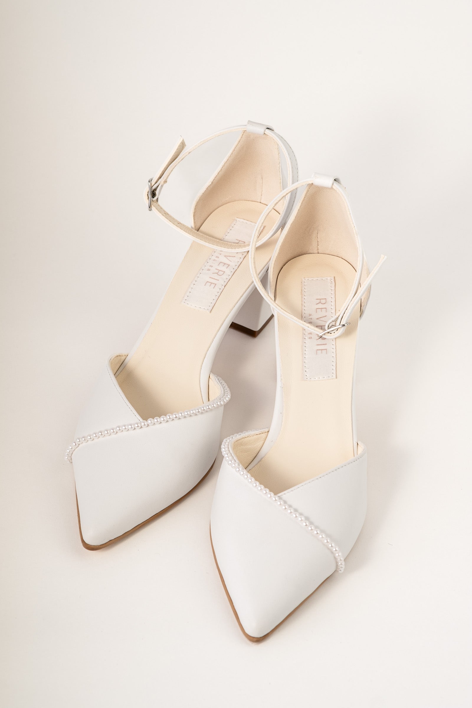 Pantofi mireasa piele cu perle Eira