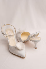 Pantofi mireasa toc cui mic și floare Fleur