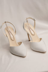 Pantofi mireasa toc inalt si perle Ivory