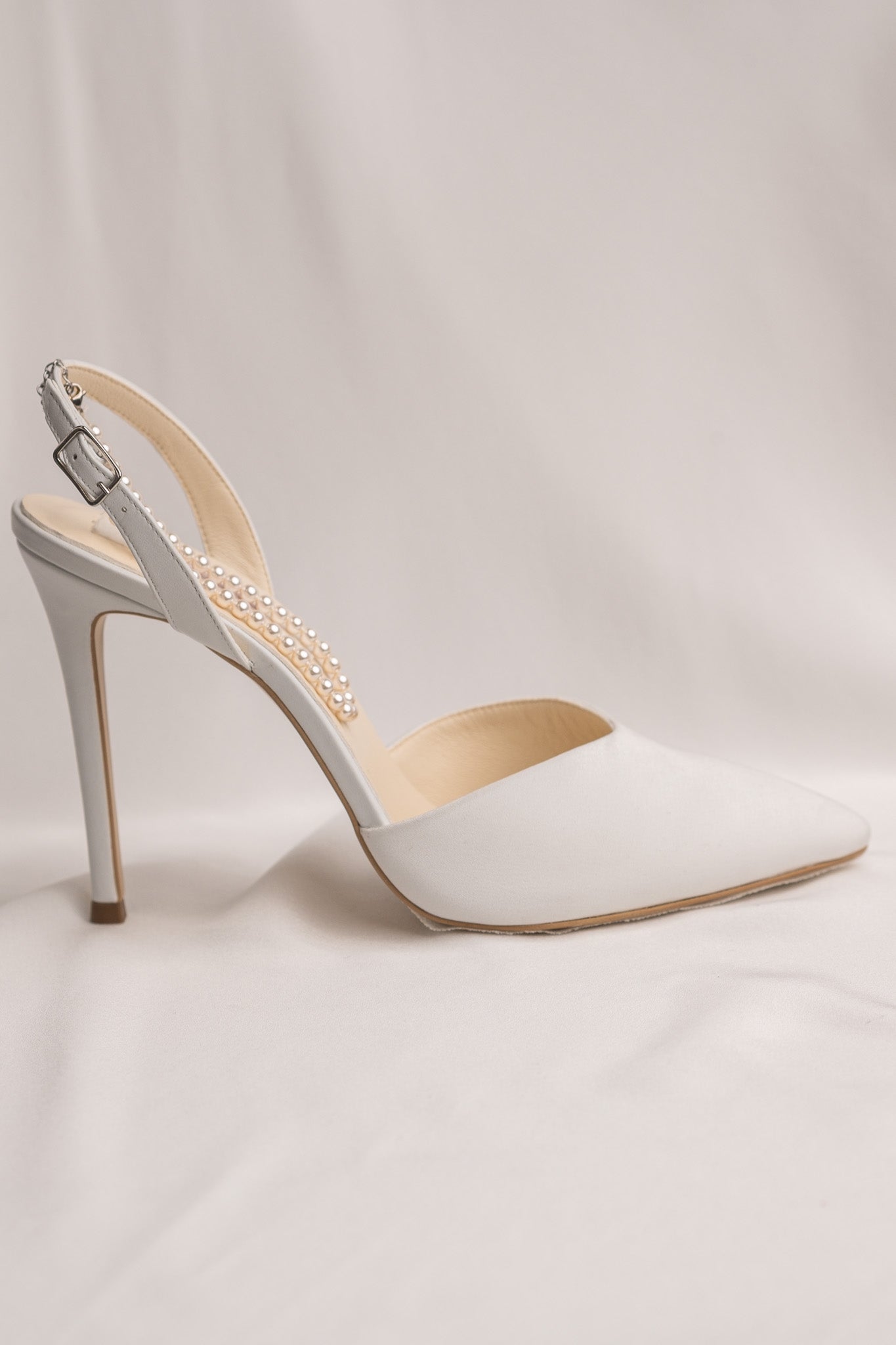 Pantofi mireasa toc inalt si perle Ivory