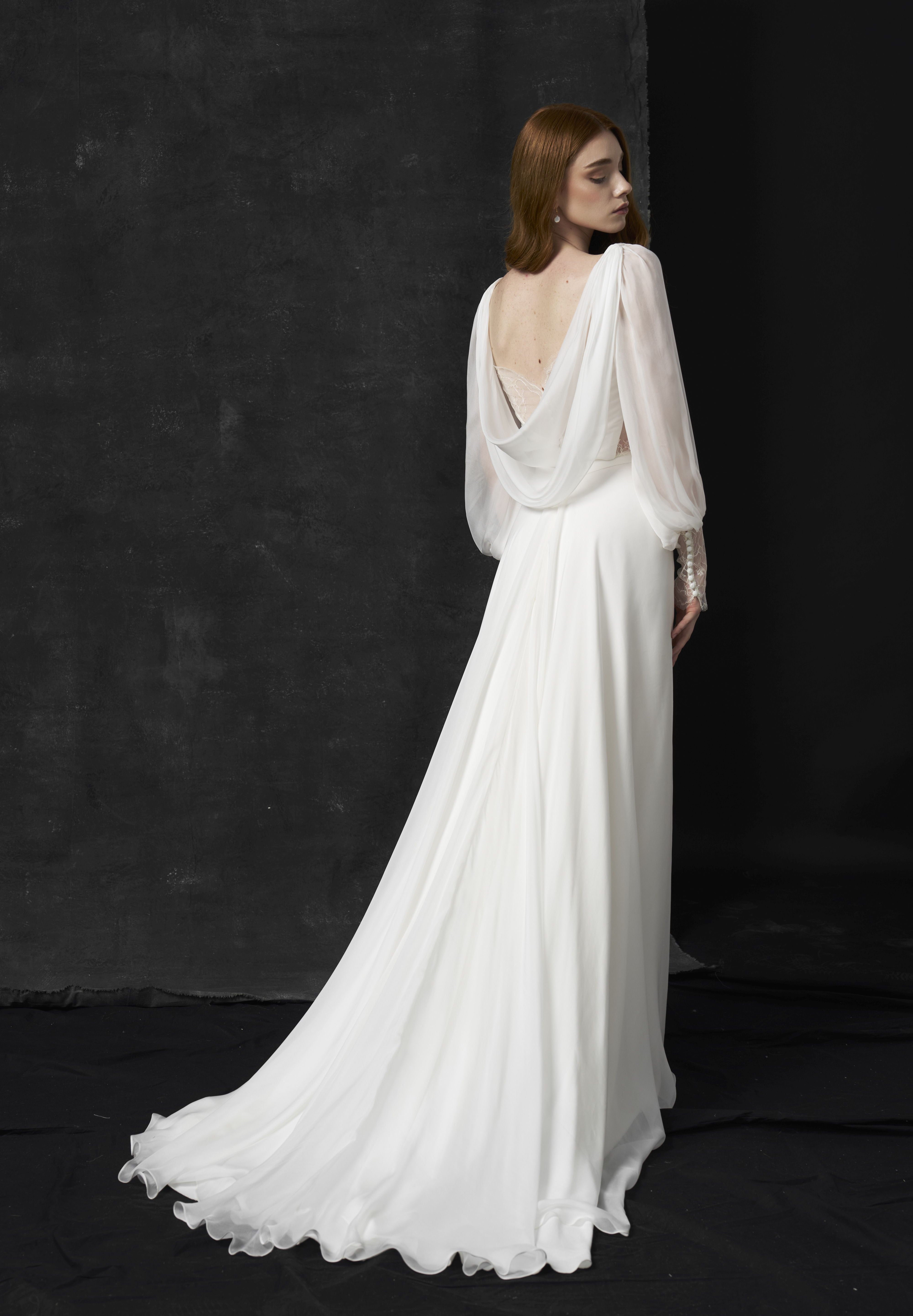 Rochie de mireasa din voal de matase Siona