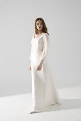 Rochie de mireasa din voal de matase Siona