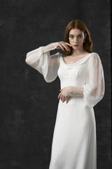 Rochie de mireasa din voal de matase Siona